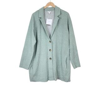 J. Jill Double Knit Blazer Green Chevron Size 2X